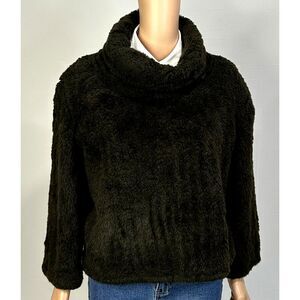 bebe‎ Moda Women 1 Brown Cowl Cropped Pullover Kimono Sleeve Cozy Classy